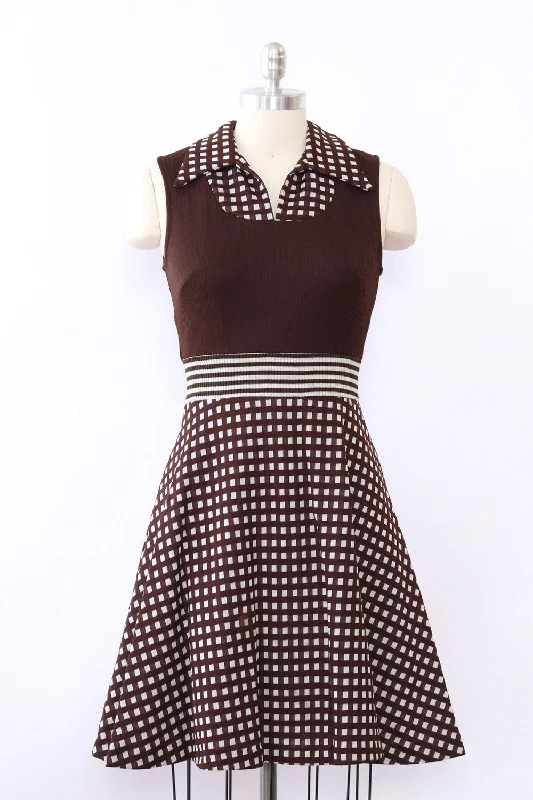 Price Drop Checkered Chocolate Dress and Jacket Ensemble S/M