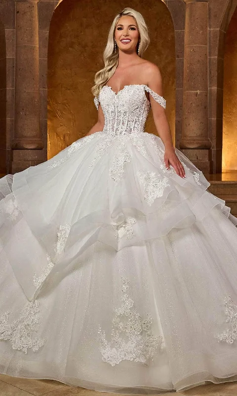 Flash Deals Rachel Allan RB6142 - Embellished Beaded Off-Shoulder Ballgown