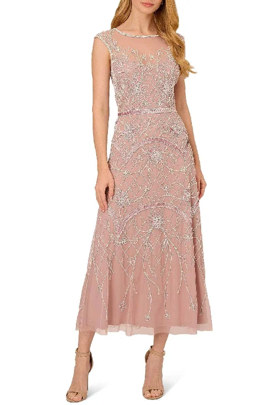 Big Savings Adrianna Papell AP1E210426 P - Beaded Illusion Bateau Dress