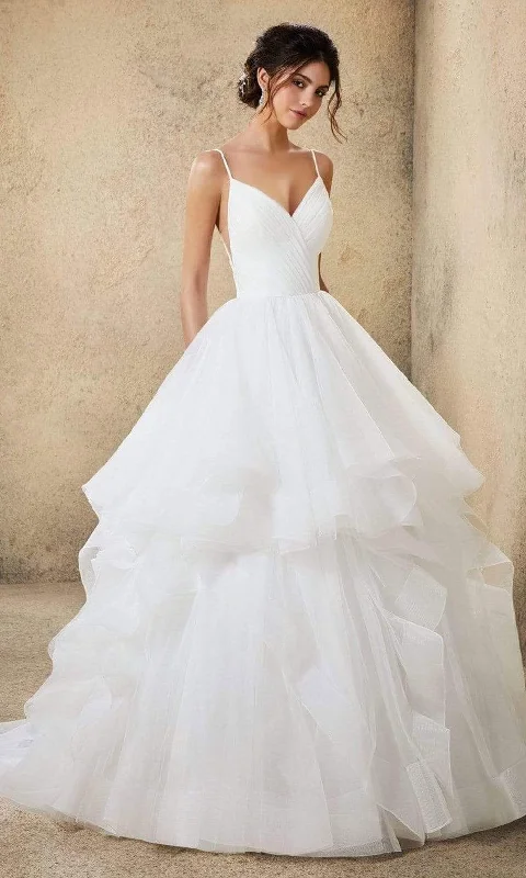 Unmissable Offer Mori Lee Bridal - 5776 Ravenna V-Neck Tiered Ruffle Wedding Ballgown