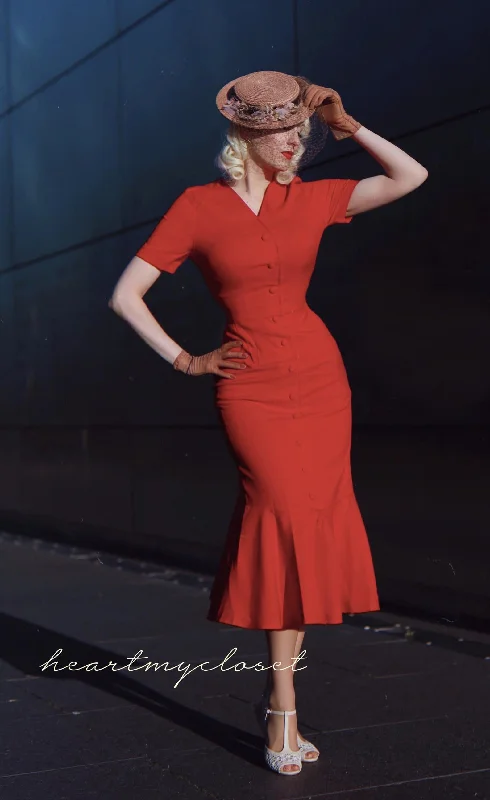 Don't Miss red mermaid wiggle - retro 50s dress