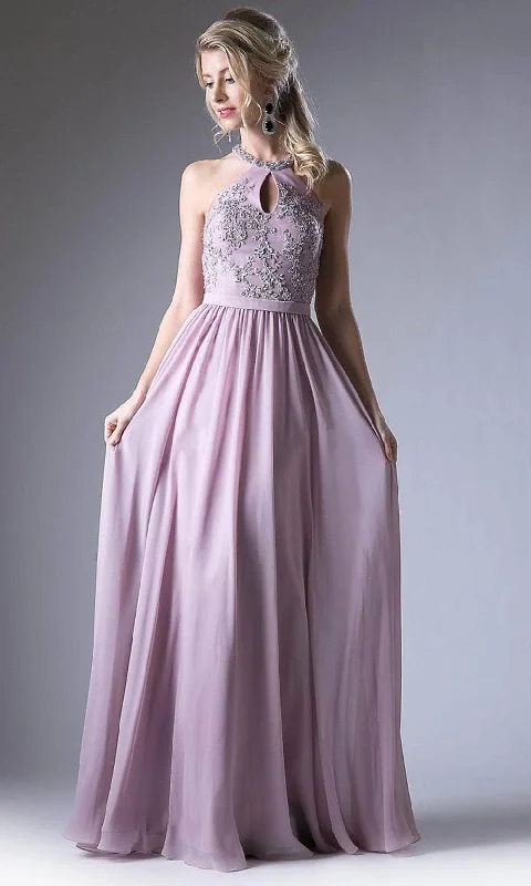 Buy More, Save More Ladivine 1006 - Halter Keyhole Front Pleated A-line Dress