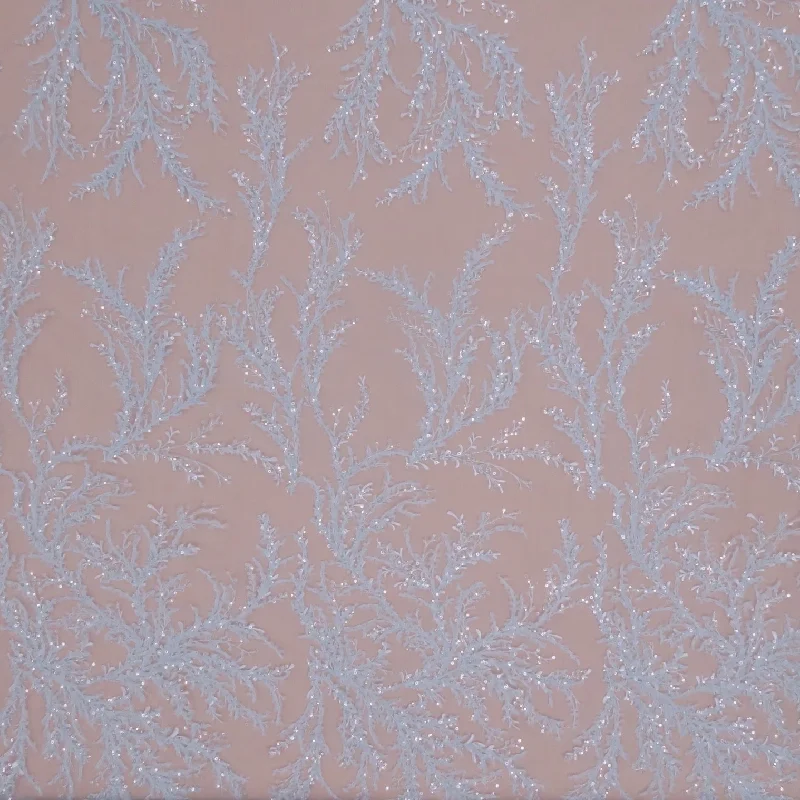 Best Bargains Light Blue Floral Sequins on Embroidered Tulle Fabric