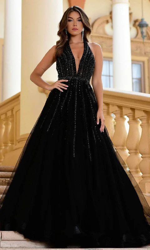 Super Bargain Ava Presley 38926 - Plunging Neckline Beaded Ballgown