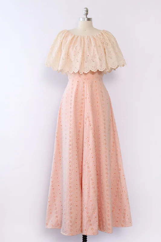 Big Savings Creamsicle Eyelet Ruffle Gown S