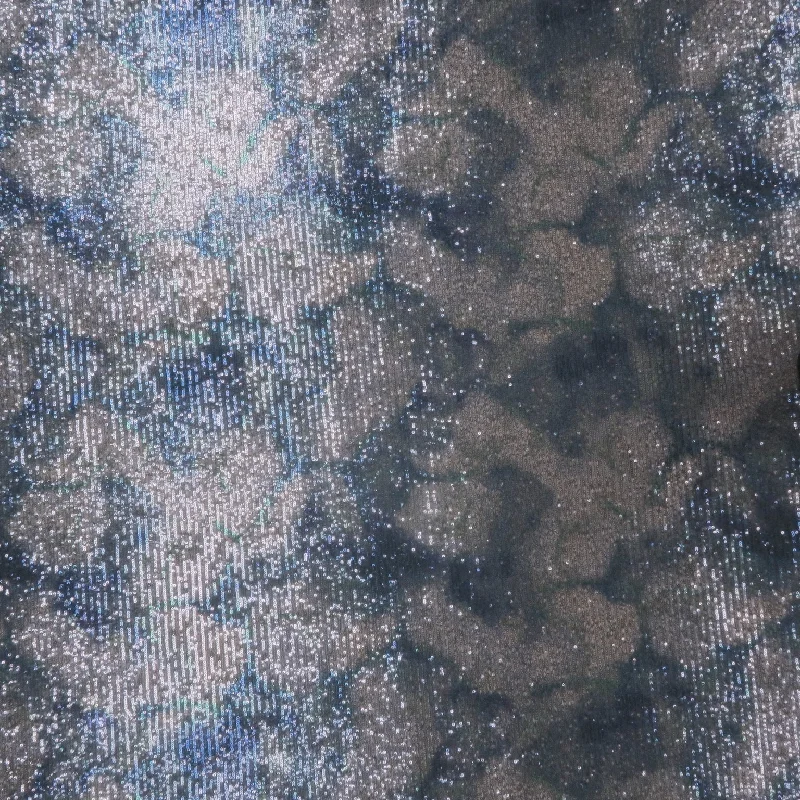 Savings Galore Aqua and Beige Clouds Abstract Sequins Fabric