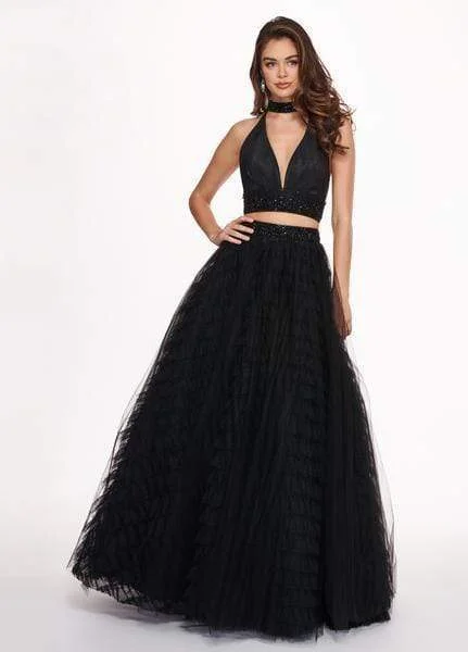 Buy Now Rachel Allan - 6524 Two Piece Halter Ballgown Ruffles Dress with Choker