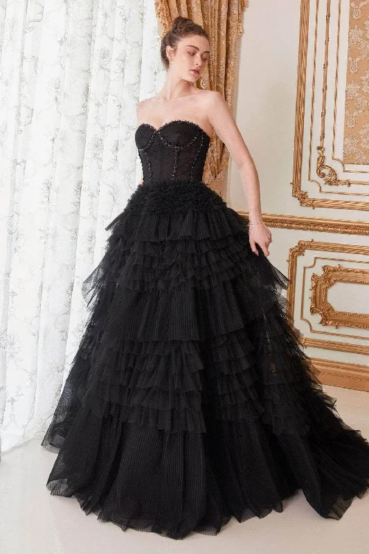 Price Slash Andrea and Leo - A1017 Strapless Pleat And Tiered Ballgown