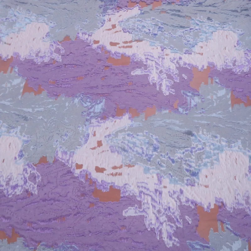 Markdowns Light Purple and Metallic Abstract Embossed Textured Jacquard Brocade Fabric
