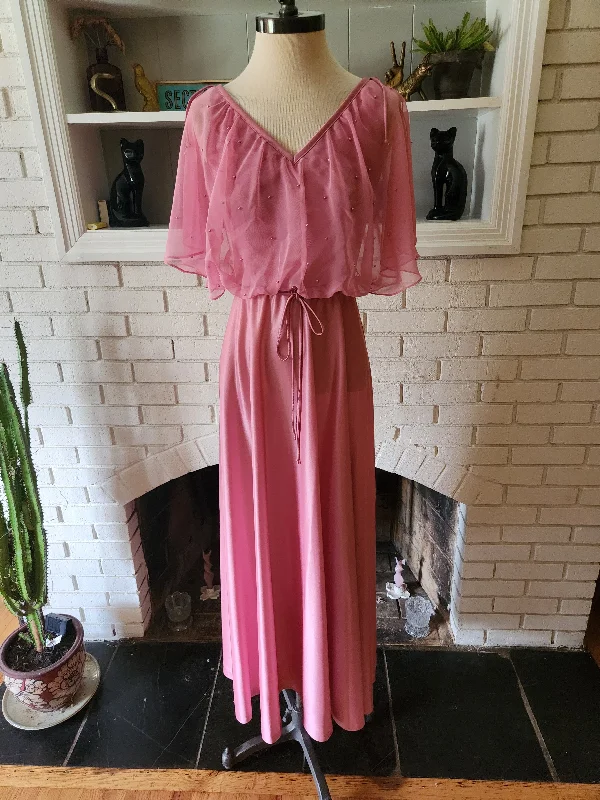 Discount Deals Vintage Sleeveless Pink Beaded Dress