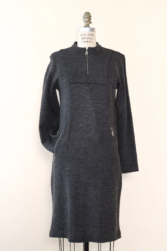 Loyalty Reward Charcoal Gray Zip Sweater Dress M-M/L