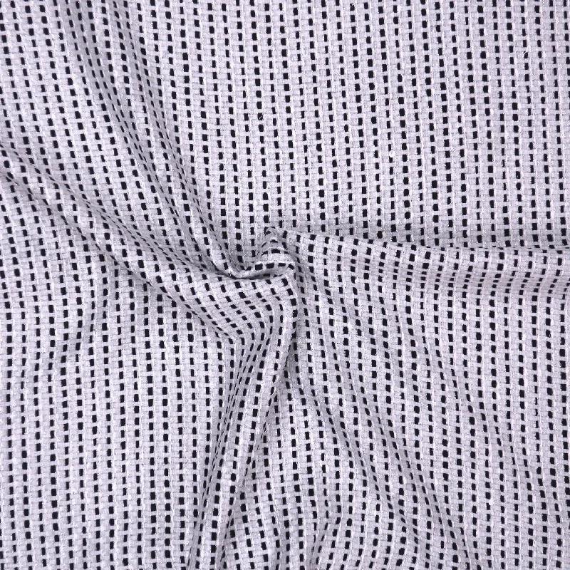 Can't Miss Black and White with Silver Lurex Thread Gingham Tweed Bouclé Fabric