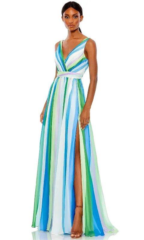 Flash Sale Mac Duggal 68151 - Sleeveless Striped Prom Dress