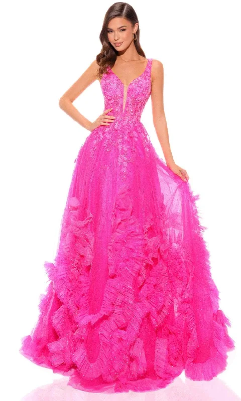 Quick Sale Amarra 88880 - Floral Embellished V-Neck Ballgown