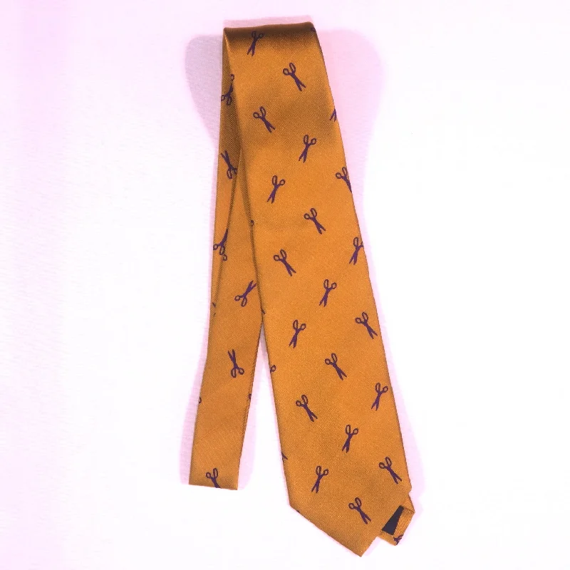 Take Advantage Mustard Yellow with Navy Scissors Rex Fabrics Formal Tie