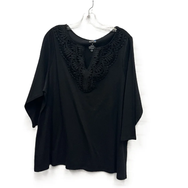 Top Long Sleeve By Croft And Barrow In Black, Size: 1x