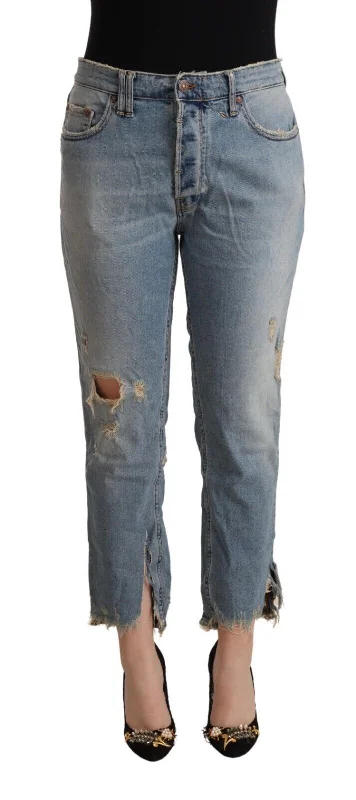 Price Cut CYCLE  Distressed Mid Waist Cropped  Women's Jeans