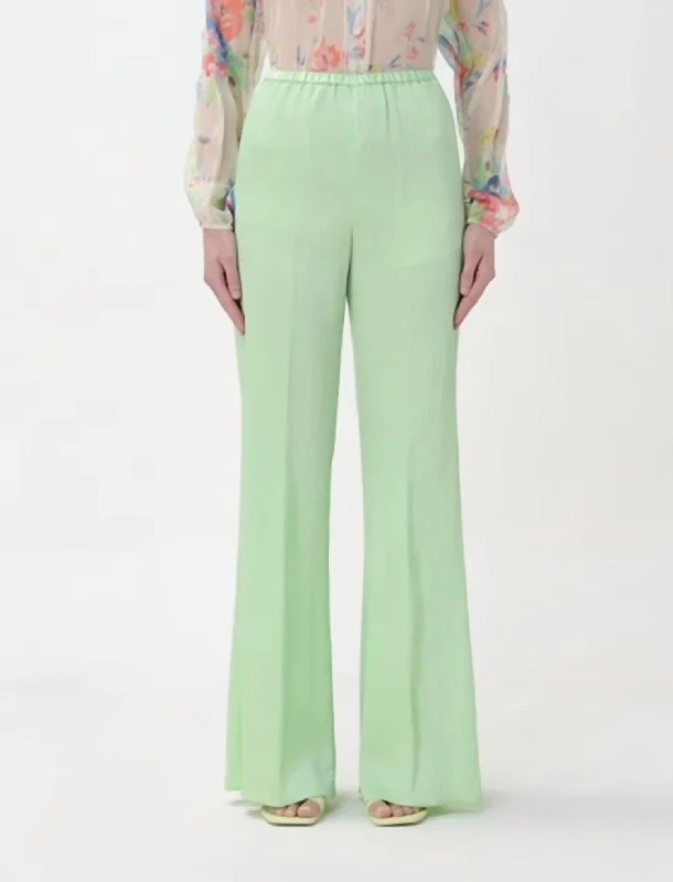Price Reduction Double Georgette Wide Leg Pants In Lime