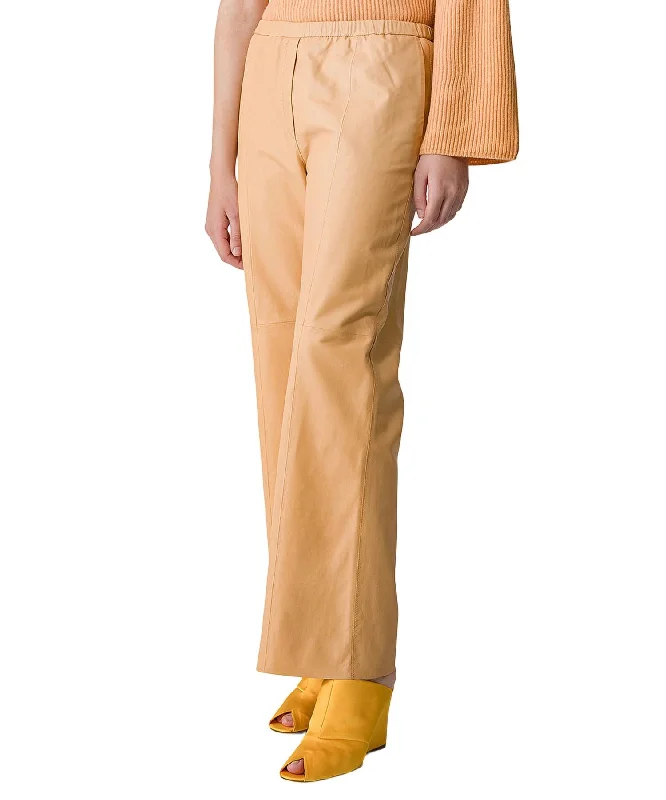 Sale Event Nappa Leather Flared Pants In Cream