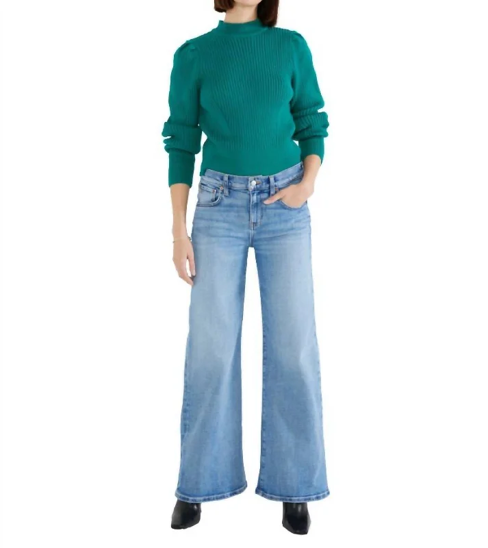 Romi Mid Rise Stretch Wide Leg Jean In Horizon