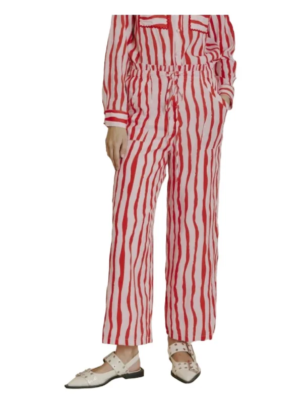 Watercolor Stripe Pants In Red