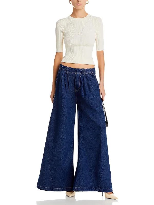 Great Deals Womens High Rise Pleated Wide Leg Jeans