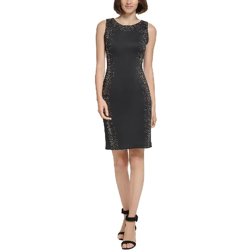 Calvin Klein Womens Embellished Knee-Length Sheath Dress