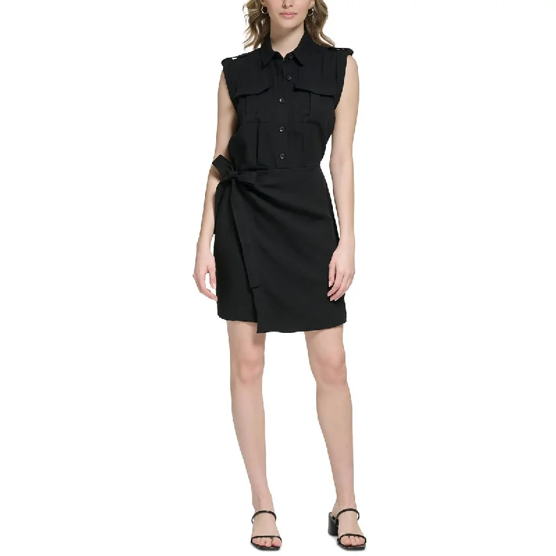 Calvin Klein Womens Faux-Wrap  Shirtdress