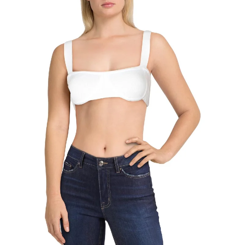 Danielle Bernstein Womens Straight Neck Ribbed Bralette