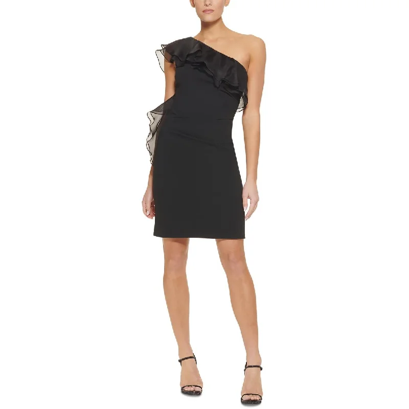 DKNY Womens Ruffled Mini Sheath Dress