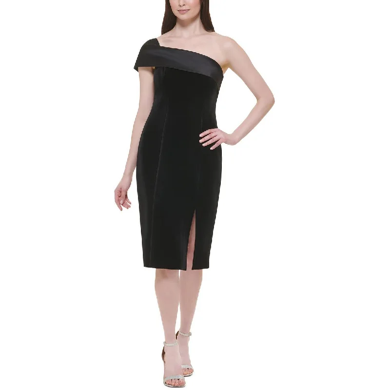 Eliza J Womens Velvet Knee-Length Sheath Dress