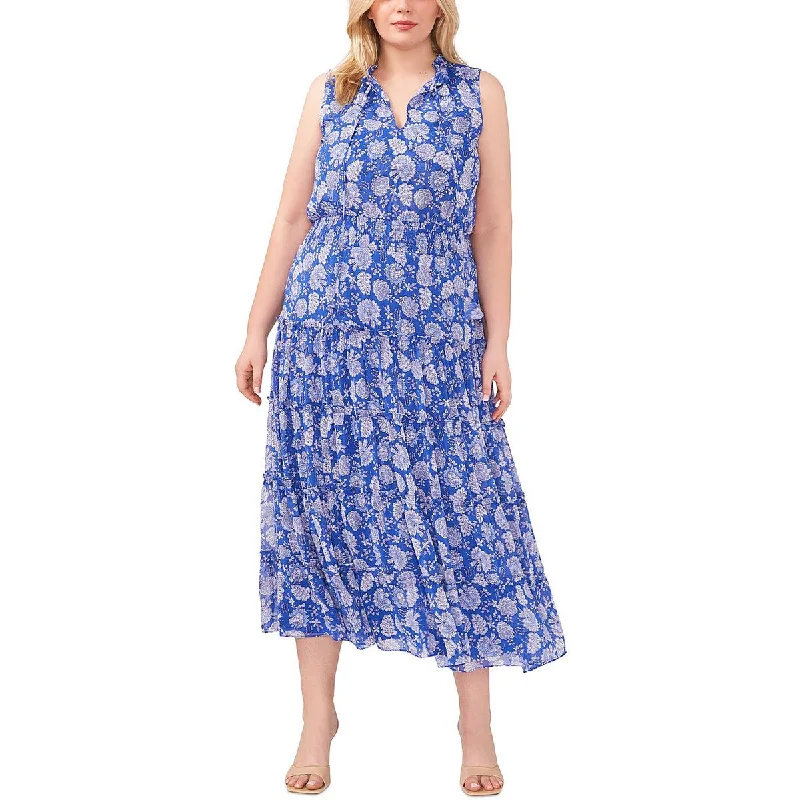 MSK Womens Plus Printed Long Maxi Dress