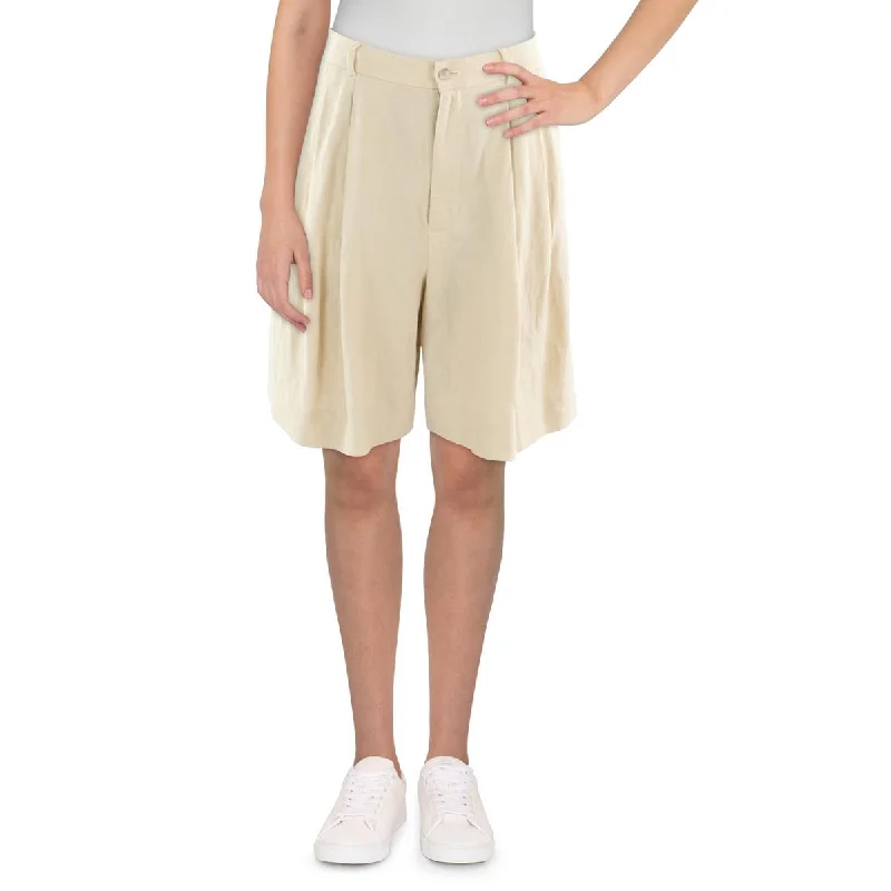 Polo Ralph Lauren Womens Pleated Linen High-Waist Shorts