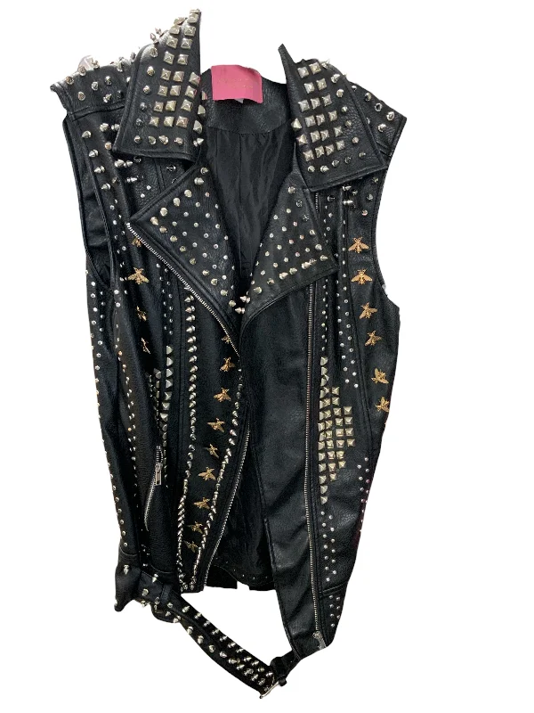 Azalea Wang Beehive Stud Faux Leather Vest L