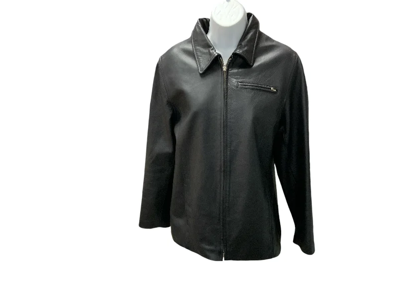 Deal Frenzy Gap Women's Leather Zip Jacket Black M