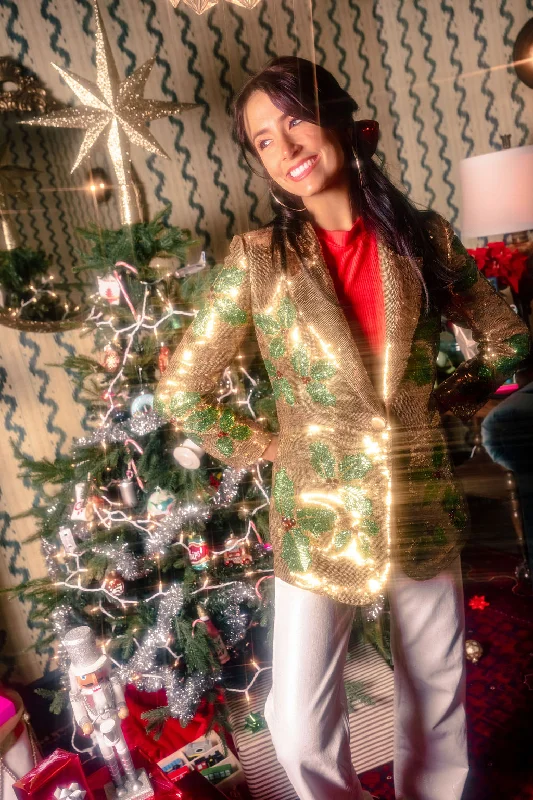 Clearance Sale Gold Full Sequin Holly Blazer
