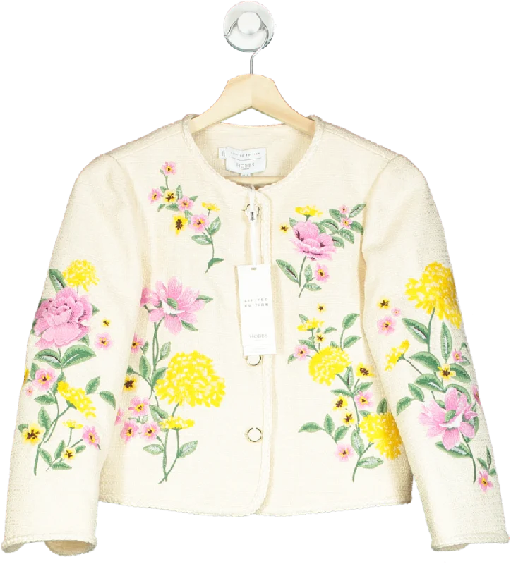 Hobbs London Ivory Floral-Embroidered Limited Edition Jacket UK 6