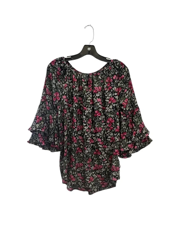 Top 3/4 Sleeve By Chaps In Floral Print, Size: S