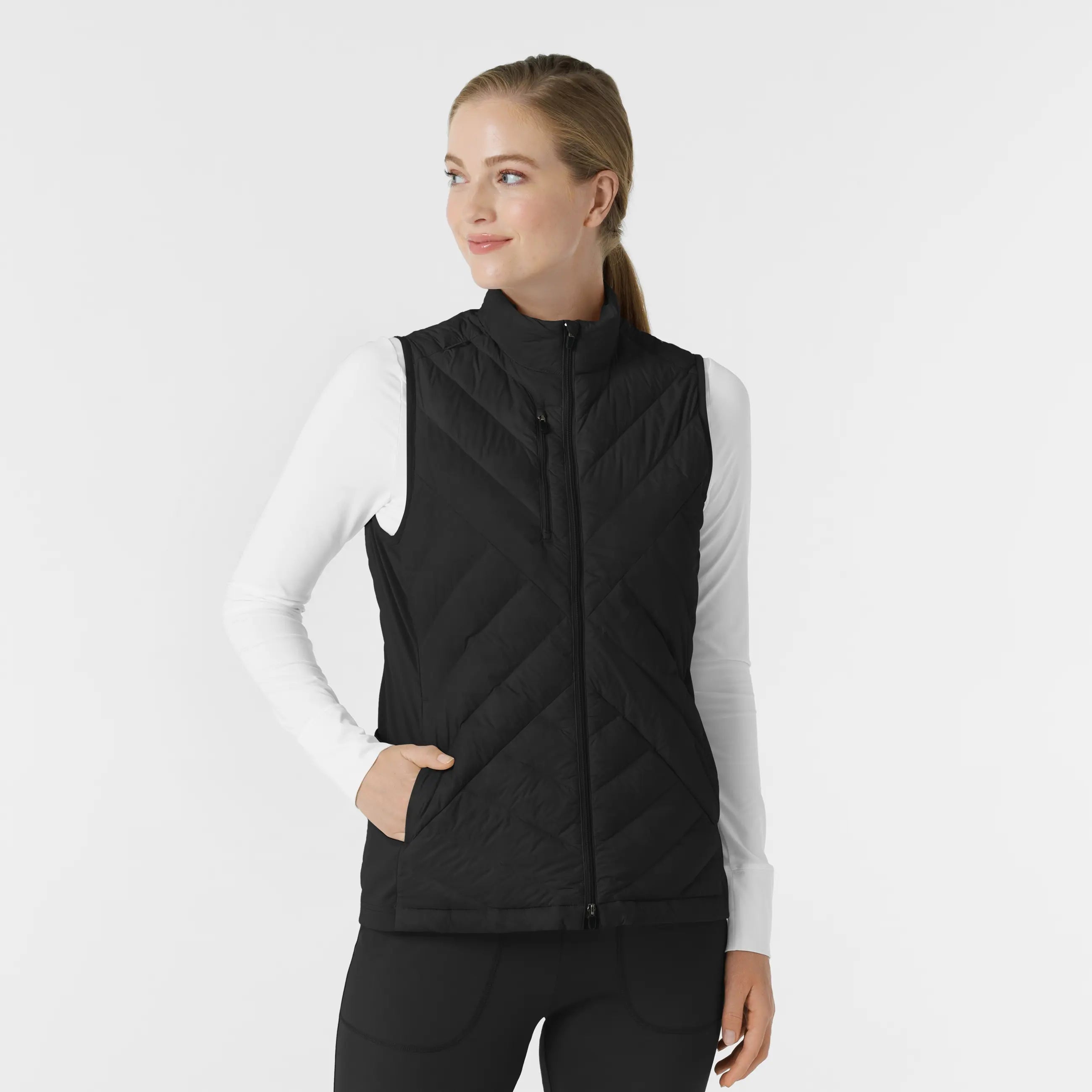 Wink Women's Quilted Scrub Vest - Black