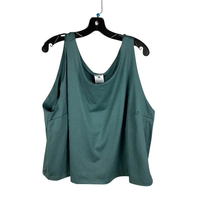Deal Mania Athletic Top Short Sleeve By Adidas In Green, Size: 4x