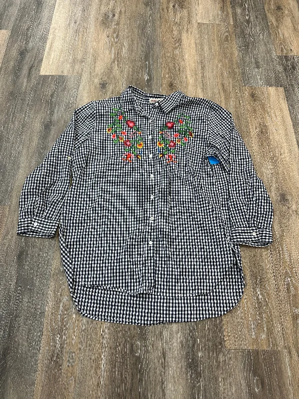 Online Exclusive Blouse Long Sleeve By Grand And Greene In Checkered Pattern, Size: M