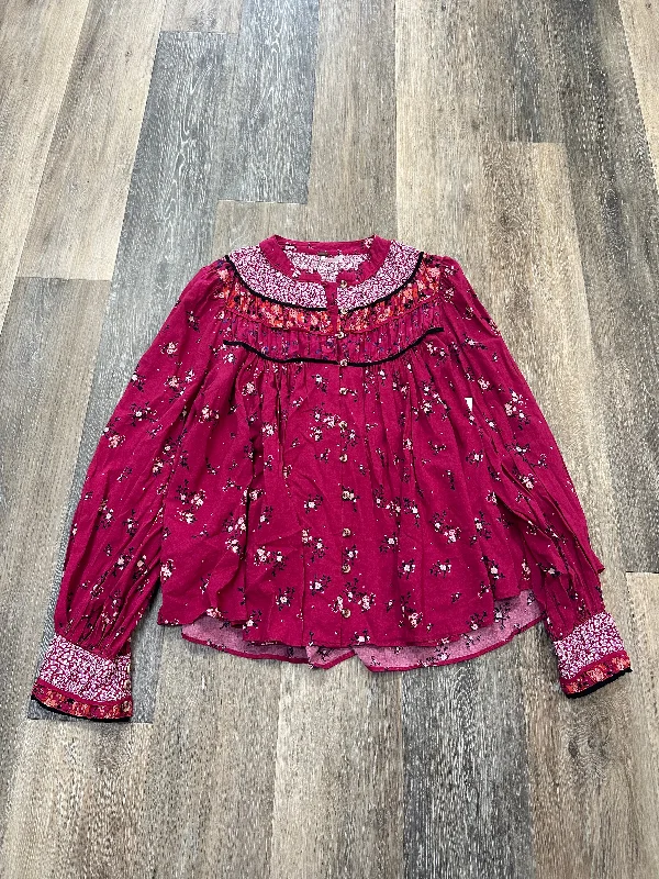 Loyalty Reward Pink Blouse Long Sleeve Free People, Size S