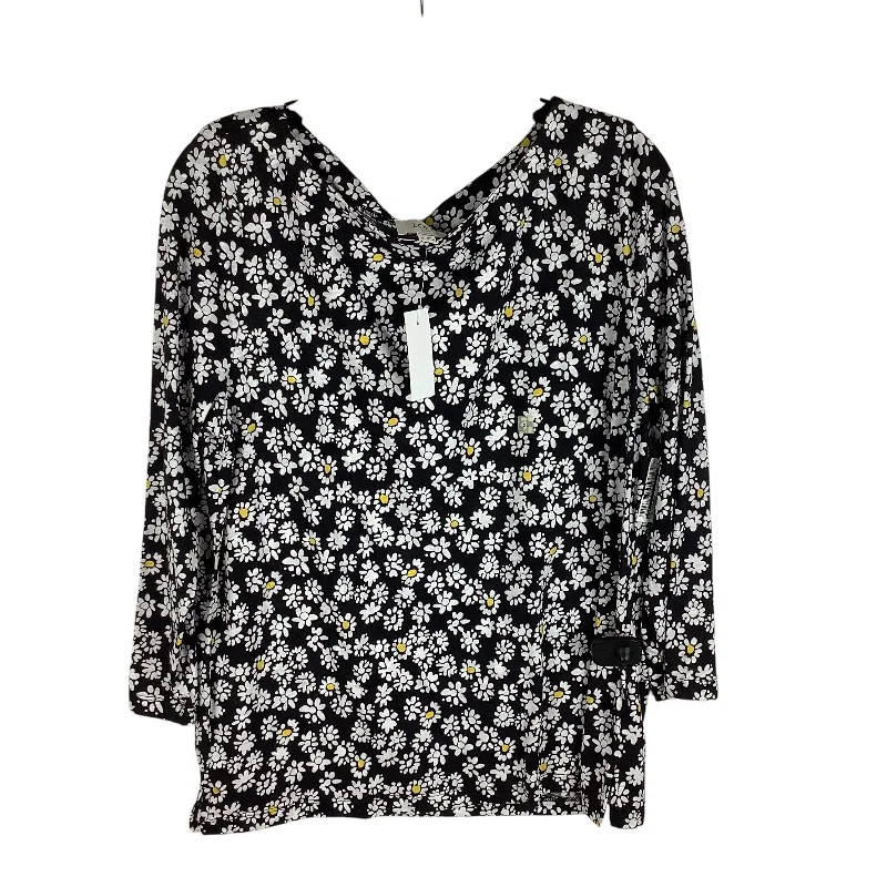 Deal Frenzy Top Long Sleeve Basic By Loft In Black & White, Size: Xl