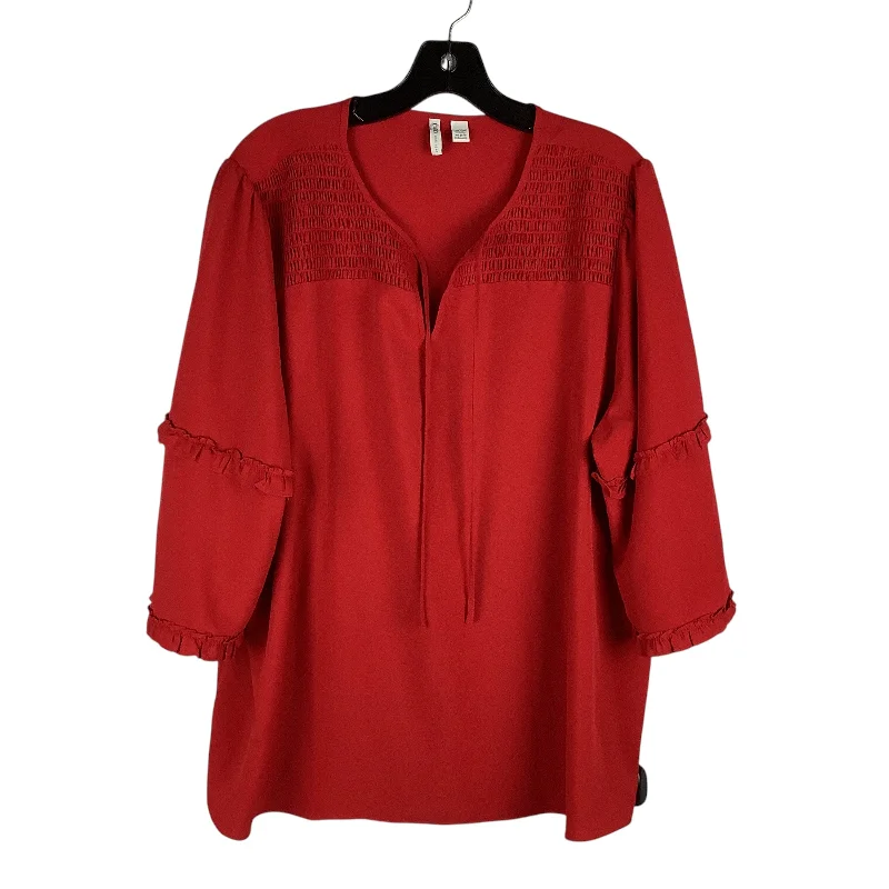 Instant Savings Top Long Sleeve By Cato In Red, Size: 1x