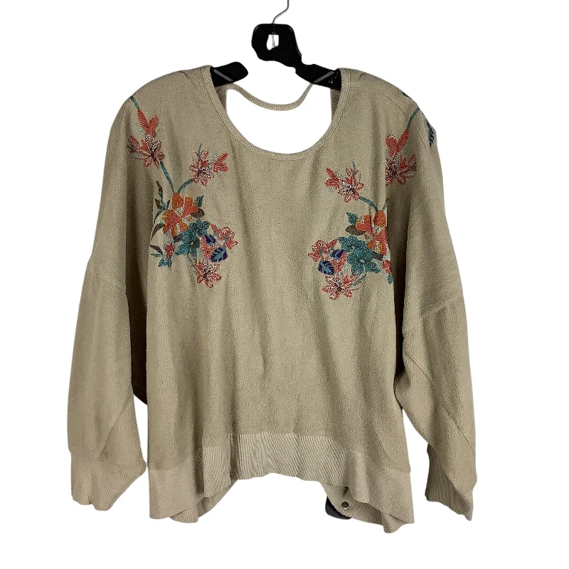 Top Long Sleeve By Entro In Tan, Size: S