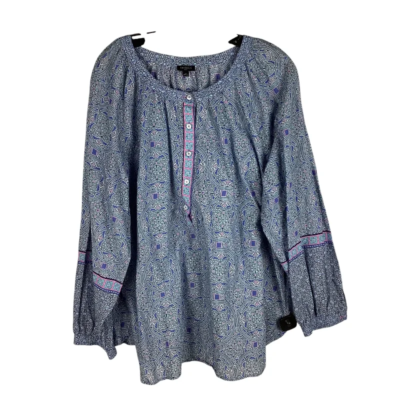 Factory Direct Sale Top Long Sleeve By Talbots In Blue, Size: 2x