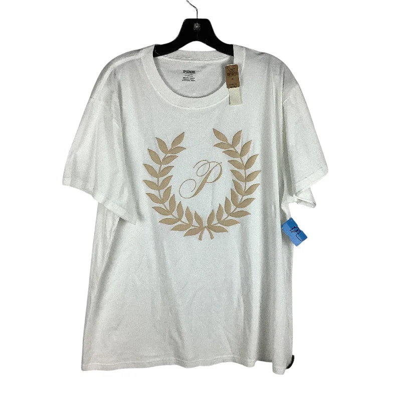 New Markdowns Top Short Sleeve Basic By Pink In White, Size: L